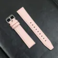 Roze lederen horlogeband met zilveren gesp, quick-release ontwerp, universele vervangingsband. - Roze met zilveren gesp