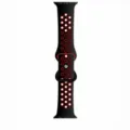 Silikon Ersatzarmband für Apple Watch, atmungsaktives Sportarmband kompatibel mit ultra series. - Schwarz + Dunkelrot