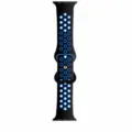 Schwarzes und hellblaues perforiertes Silikon-Ersatzarmband für Apple Watch Sport. - Schwarz Blau