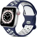 Silikon atmungsaktives Ersatzarmband mit perforiertem zweifarbigem Design für Smartwatch. - Blau und Weiß