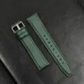 Vervanging lederen horlogeband 20mm 22mm snelsluiting band voor smartwatch in groen - Groene singelband met zilveren gesp