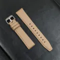Khaki lederen horlogeband met zilveren gesp snelsluiting 20mm 22mm vervangende band - Abrikoos Zilveren Gesp