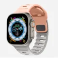 Replacement silicone watch strap for Apple Watch Ultra, comfortable sporty band 49mm - 42/44/45/46/49mm / Pink + Grey