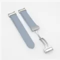 Cinturino per orologio in pelle azzurra con fibbia pieghevole magnetica per smartwatch. - Blu grigio con fibbia d'argento