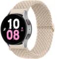 Nylon braided loop watch strap for smart watch, adjustable metal buckle replacement band. - 20mm / Flesh Pink