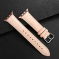 Roze lederen horlogeband vervanging compatibel met smartwatch bamboe patroon gesp - Roze met rozerode adapters