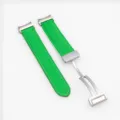 Cinturino per orologio in pelle verde con fibbia pieghevole magnetica per accessori smartwatch. - Cinghia verde con fibbia argento
