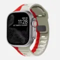 Silicone watch strap for Apple Watch Ultra, red and white sports band with breath holes. - 42/44/45/46/49mm / Light Grey Red