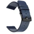 Blauw lederen horlogeband met zwarte gesp, premium rundleer vervangende horlogeband - Blauwe band & zwarte gesp