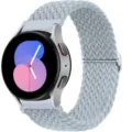 Nylon braided loop watch strap replacement for smart watch adjustable metal buckle light grey - 20mm / Light Blue