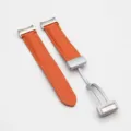 Cinturino per orologio in pelle di ricambio con chiusura pieghevole magnetica, arancione. - Arancione Fibbia Argentata