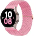 Pink braided nylon watch strap with adjustable metal buckle, compatible with smartwatches securely. - 20mm / Pink