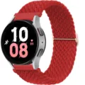 Red nylon braided loop watch strap, compatible with smartwatches, adjustable sliding buckle. - 20mm / Red