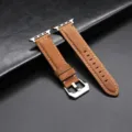 Bruin lederen horlogeband vervangende band compatibel met smartwatch accessoires stijlvol - 38/40/41mm / Zilveren Gesp Bruine Riem