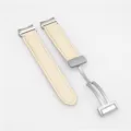 Cinturino di ricambio in pelle con fibbia pieghevole magnetica per orologio intelligente. - Bianco Fibbia Argentata