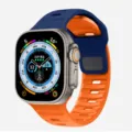 Replacement silicone sport watch strap band for Apple Watch Ultra 49mm 45mm accessories - Midnight Blue and Orange
