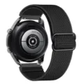 Black elastic nylon watch band detail, adjustable metal buckle for 45mm smartwatch. - 20mm / Black