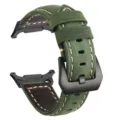 Grünes echtes Crazy Horse Leder Uhrenarmband mit schwarzer Schnalle für Smartwatch Ersatz - Grün Schwarze Schnalle