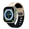 Silicone sport strap for Apple Watch Ultra 49mm rugged replacement band breathable design - Starlight and Black