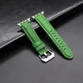 Groene lederen vervangende horlogeband compatible met Apple Watch-serie, stijlvol ontwerp. - 38/40/41mm / Groene band met zilveren gesp