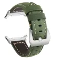 Grünes Crazy Horse Leder Uhrenarmband Ersatzband mit Silberschnalle für Smartwatch Ultra - Grünes Gurtband mit silberner Schnalle