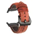 Vintage Crazy Horse Lederarmband, rotbraunes Uhrenarmband mit schwarzer Schließe für Uhr - Rot Schwarze Schnalle