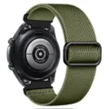 Adjustable nylon elastic watch strap in military green with black metal buckle, comfortable fit. - 20mm / Dark Olive Green