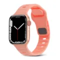 Pink silicone watch band replacement strap for Apple Watch Series, soft breathable sports style. - Pink