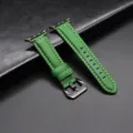 Groene lederen horlogeband compatible met Apple Watch-serie, premium vervangende horlogeband. - Groene band met zwarte gesp