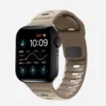 Silicone sports strap replacement for smartwatch, durable khaki band for daily wear. - Brown