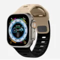 Replacement sport silicone band for Apple Watch Ultra, breathable dual-color strap design. - Brown+Black