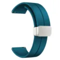Cinturino per orologio in silicone verde scuro con fibbia pieghevole magnetica, universale. - 20mm / Grigio ardesia con fibbia argento