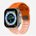 Silicone replacement watch band strap for Apple Watch Ultra 9 orange sports style loop design - Orange And Pink