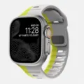 Silicone replacement strap for Apple Watch Ultra, flexible waterproof sports wristband variant. - Light Grey and Fluorescent Green