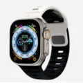 Smartwatch silicone sports replacement strap compatible with Apple Watch Ultra models. - White + Black