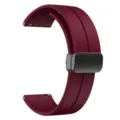Cinturino per orologio in silicone bordeaux con fibbia pieghevole magnetica, universale 20mm 22mm. - 20mm / Rosso vino con fibbia nera