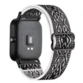 Cinturino elastico in nylon regolabile con motivo geometrico nero e bianco per smartwatch. - 20mm / Bohemian Nero