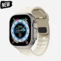 Silicone sports watch band replacement strap for Apple Watch Ultra series, durable and breathable. - Off White