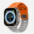 Silicone sport watch band compatible with Apple Watch Ultra, replacement strap orange grey. - Orange and Grey