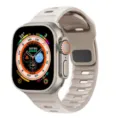 Replacement silicone watch strap for Apple Watch Ultra, beige breathable sports band. - Starlight