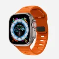Orange silicone replacement watch strap for smartwatch, comfortable durable sporty wristband - Orange