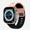 Silicone watch strap compatible with Apple Watch Ultra, replacement sport band for iwatch. - Pink + Black