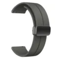 Cinturino per orologio in silicone grigio scuro con fibbia pieghevole magnetica e perni, 22mm. - 20mm / Grigio siderale con fibbia nera