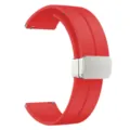 Cinturino per orologio in silicone rosso con chiusura pieghevole magnetica 22 mm - 20mm / Rosso con fibbia d'argento
