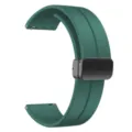 Cinturino per orologio in silicone verde scuro con fibbia magnetica pieghevole da 22mm. - 20mm / Verde pino con fibbia nera
