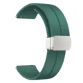 Cinturino per orologio in silicone verde scuro con fibbia magnetica pieghevole, 22mm. - 20mm / Verde pino con fibbia d'argento