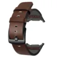 Cinturino per orologio in pelle marrone con fibbia e connettori in metallo nero vista principale - Marrone Fibbia Nera