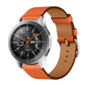 Orange PU Leather Watch Band Dual-Color Replacement Strap For Smart Watch Accessory - 7# Flame Orange