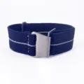 Adjustable elastic nylon watch strap, 20/22mm military parachute style replacement band. - 20mm / Blue Silver Clasp