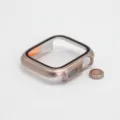 Cover rigida in PC e vetro temperato per orologio, protezione stile ultra con cappuccio corona - Oro rosa